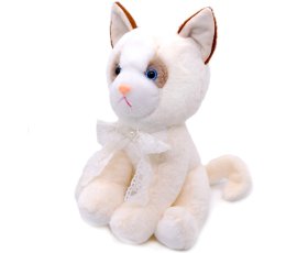 Кошка белый бант 30см
