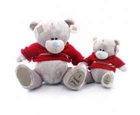 Тедди в вяз. однот. 2 полоски на кофте 25см