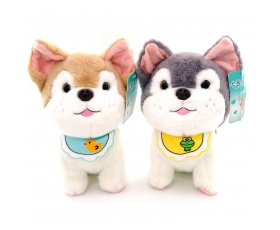 Собака мех. слюнявчик 21см